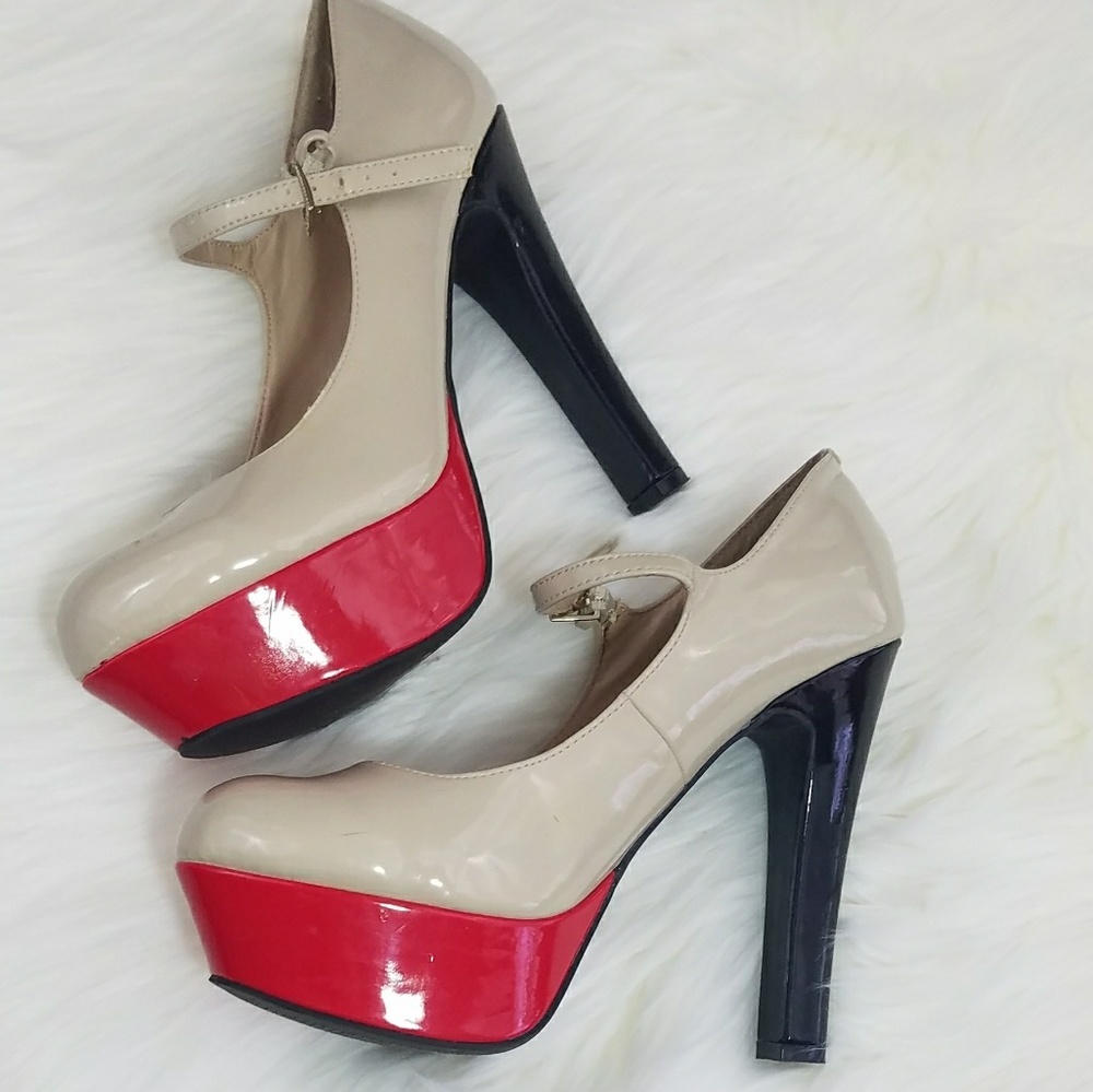 Guess platform shoes in tan, red, black color 0014 - Picture 6 of 9